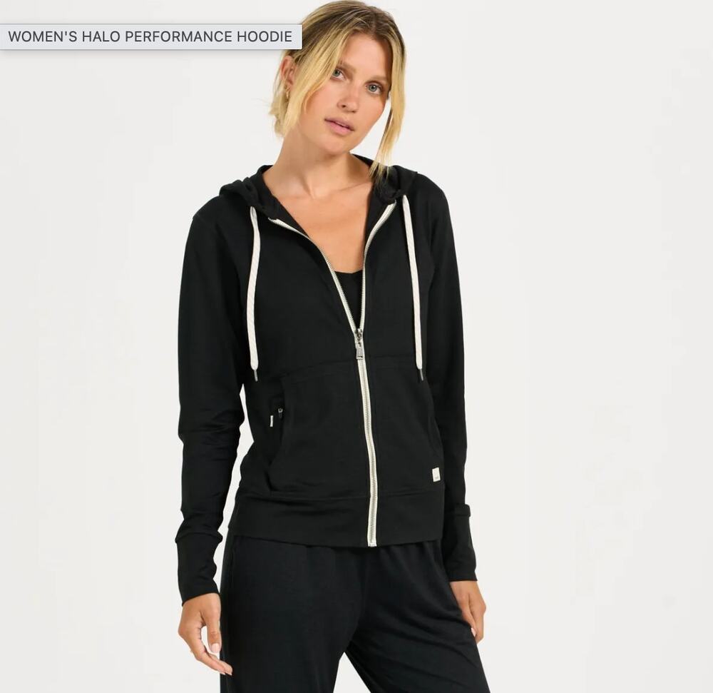 Vuori Halo 2.0 black Performance workout Hoodie size S